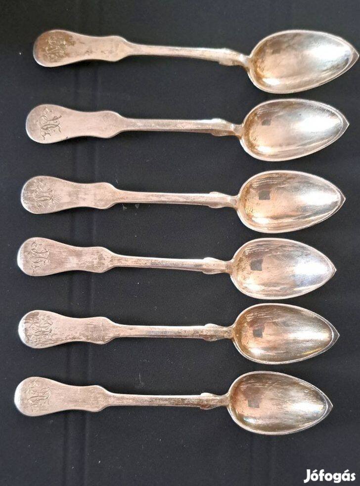 6 db ezüst jelzett mokkáskanál