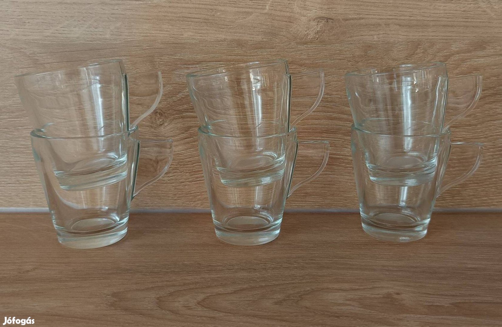 6 db-os üveg csésze szett, kávé készlet, kávés pohár,