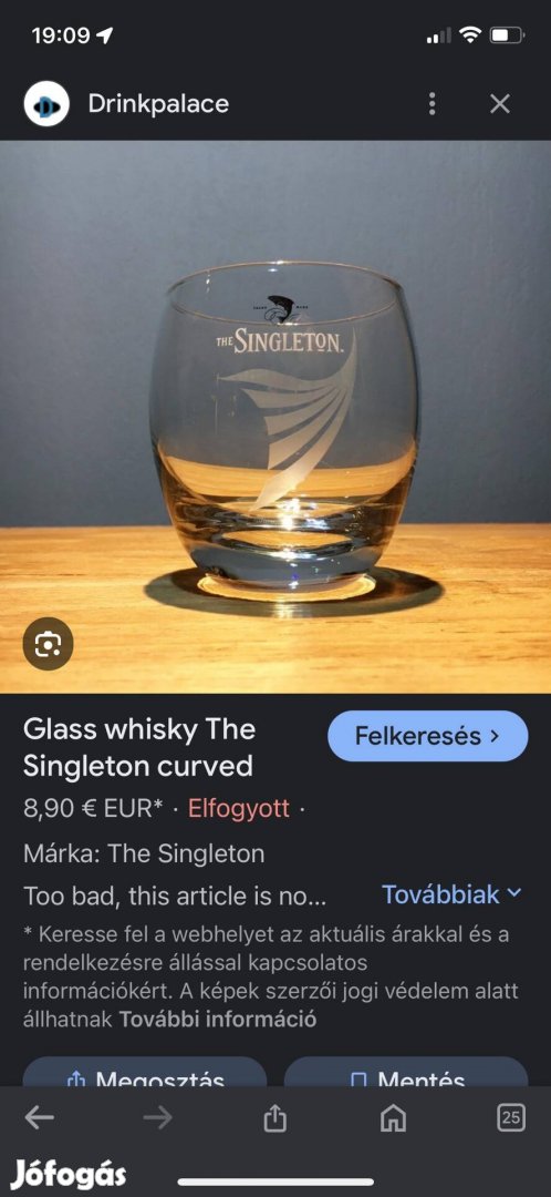 6 db új Singleton whiskys pohár 