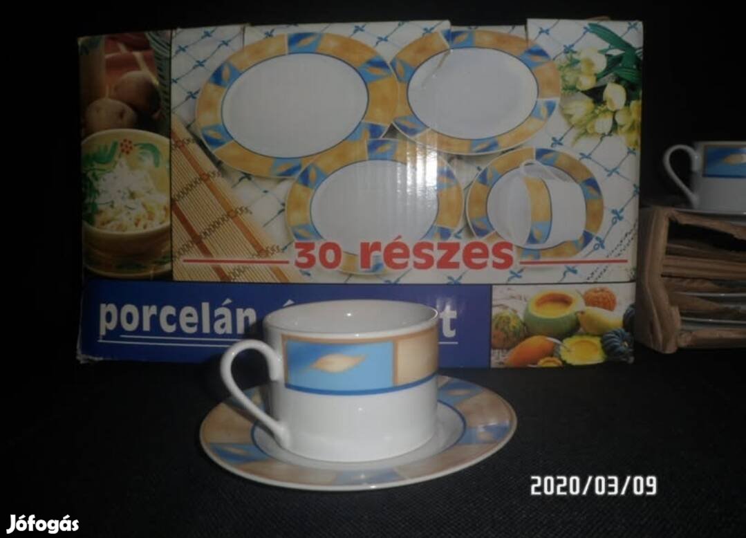 6 részes porcelán kévés/teás készlet kistányérral eladó, Új: