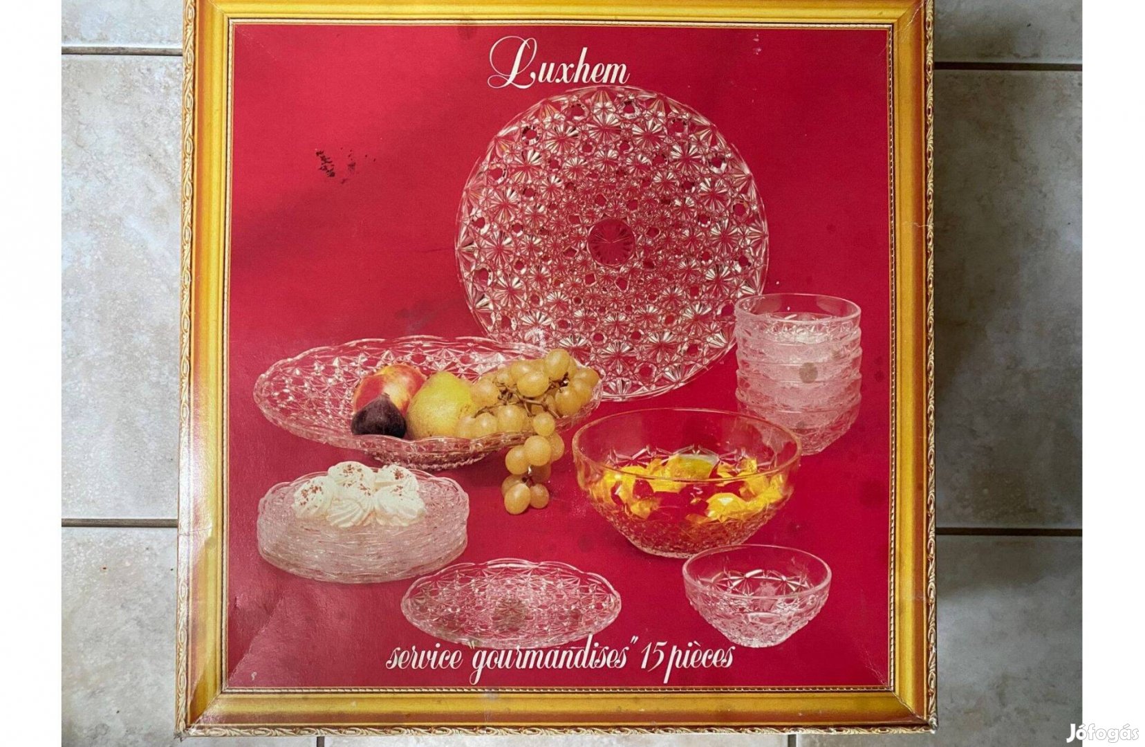 6 személyes Luxhem márkájú üveg süteményes és kompótos készlet eladó