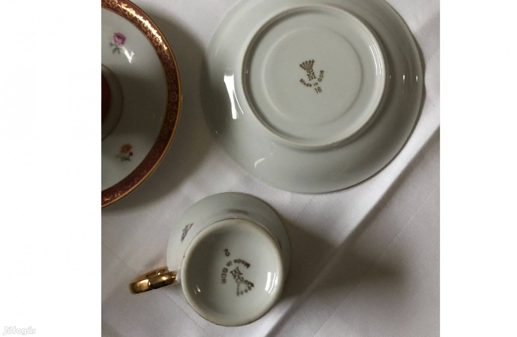 6 személyes jelzett porcelán kávés készlet