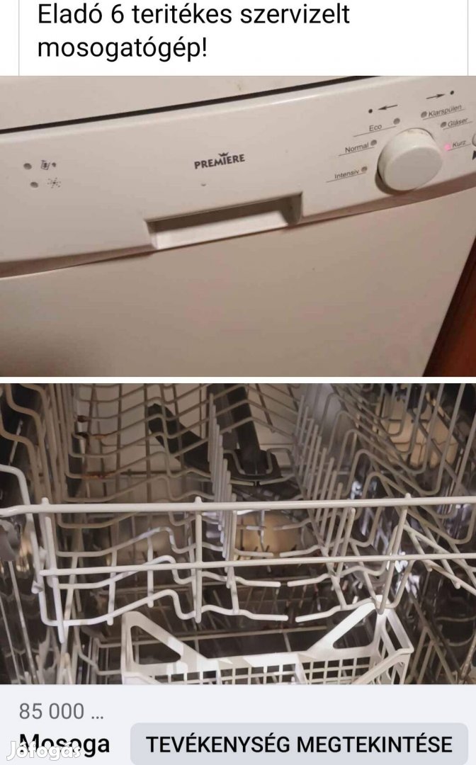 6 terítékes szervízelt mosogatógép eladó!