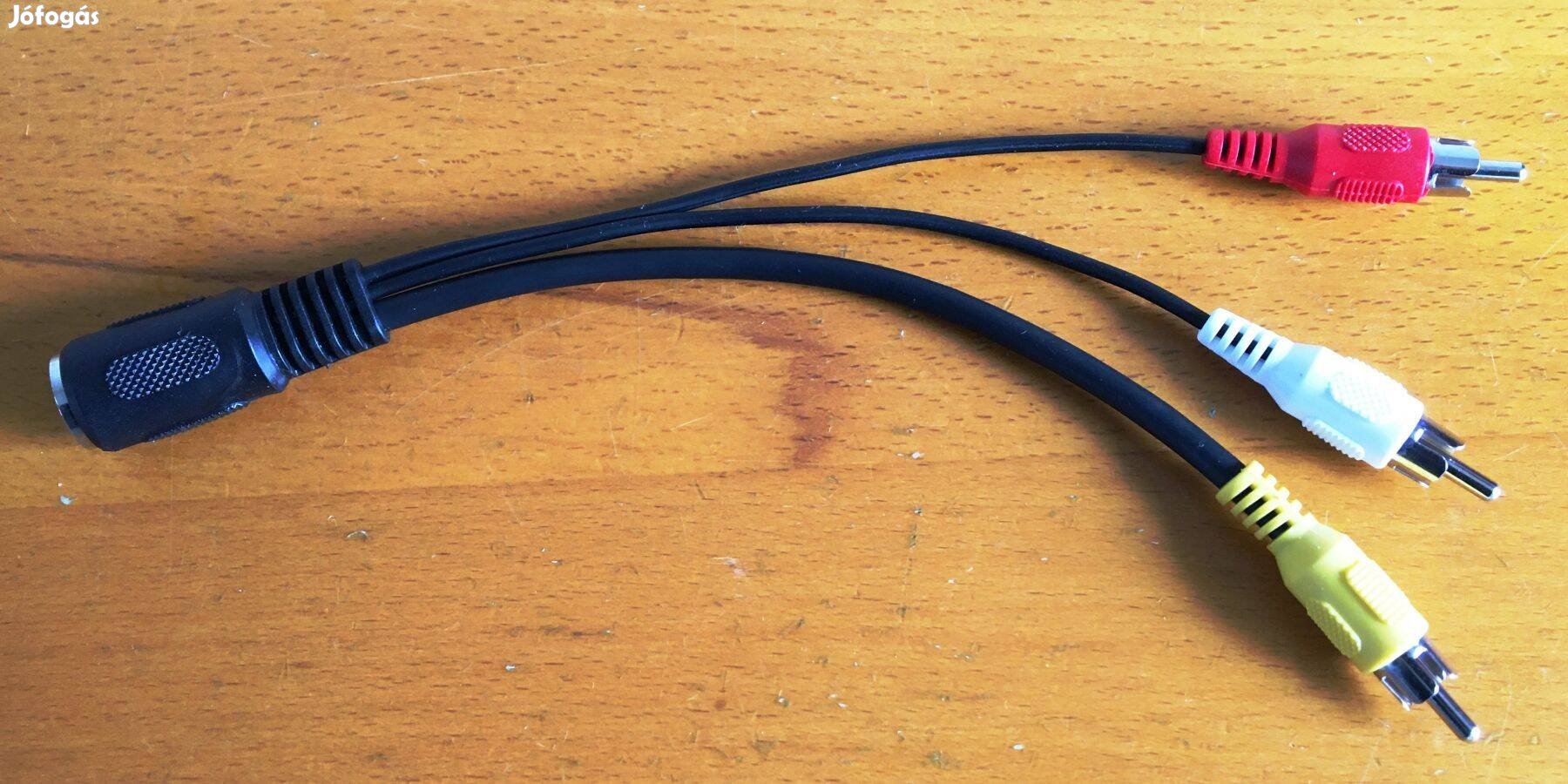 6 tűs DIN (tuchel) csatlakozóaljzat 3 RCA átalakító kábel 20 cm új