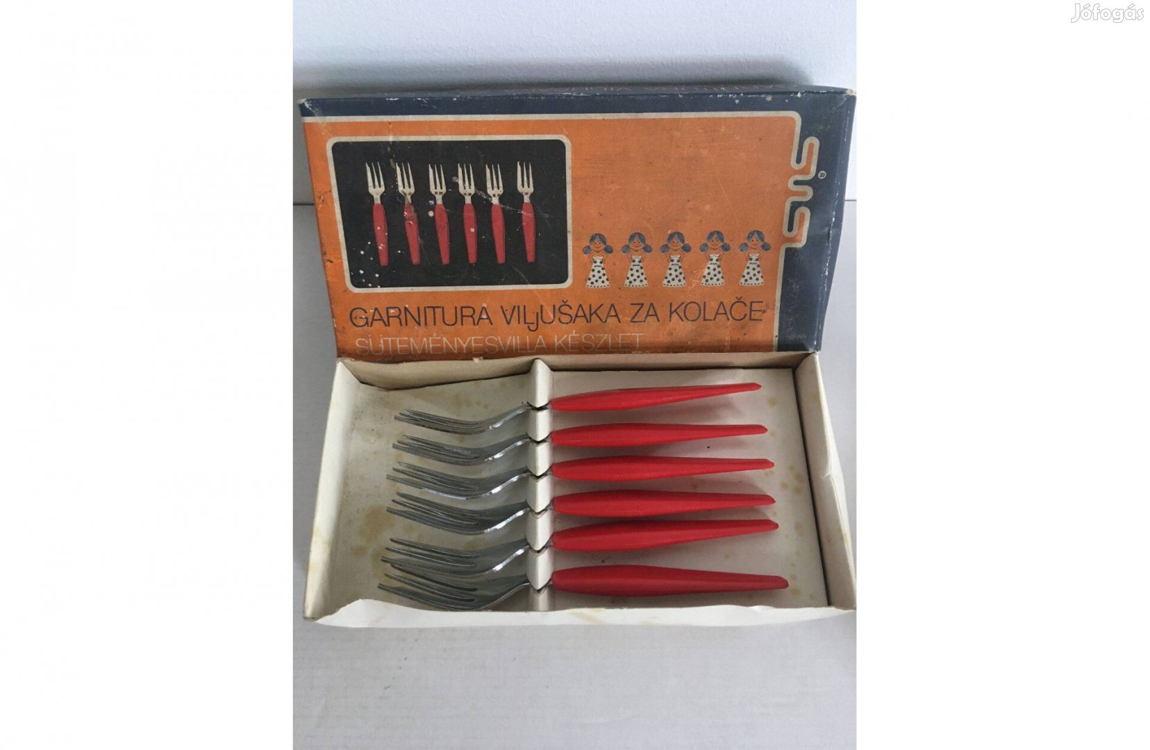 6db retro süteményes villa, eredeti dobozában, eredeti