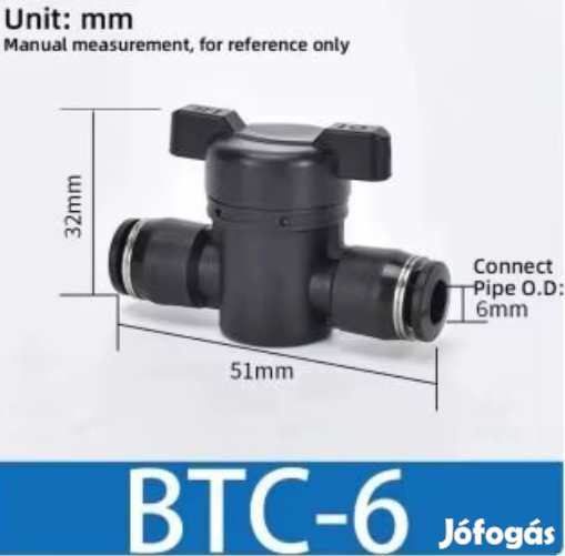 6mm-es Gyorcsatlakozós Csap BTC-6  (5903)