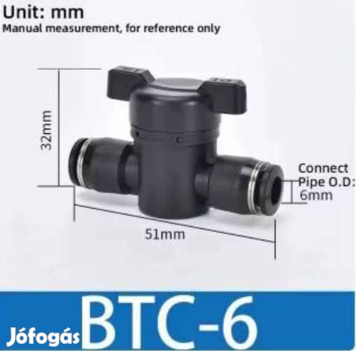 6mm-es Gyorcsatlakozós Csap BTC-6  (5903)