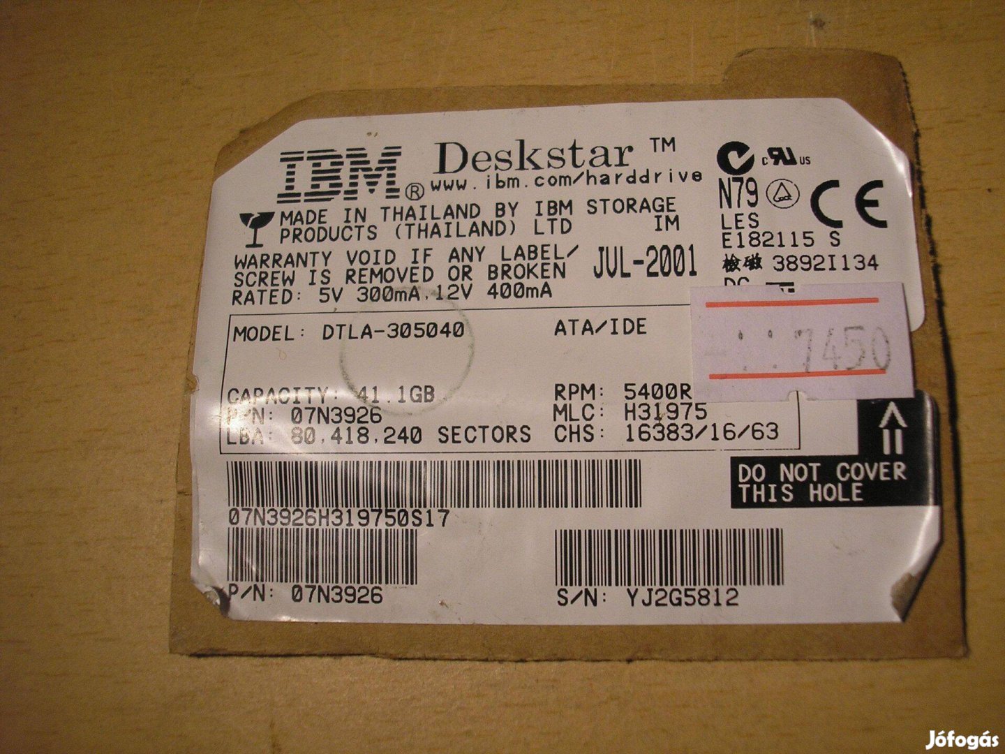 7450 IBM Dtla-305040 HDD elektronika 11K2793 H31975 F 11K2793 01