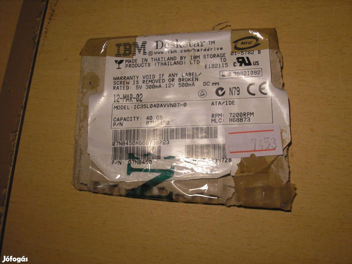 7453 IBM IC35L040Avvn07-0 HDD elektronika H68873 B 36H6419 01