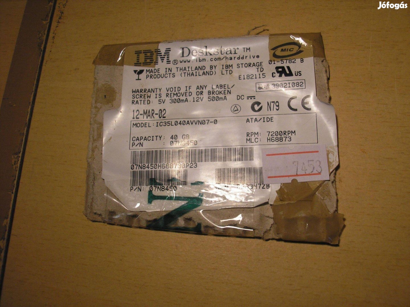 7453 IBM IC35L040Avvn07-0 HDD elektronika H68873 B 36H6419 01