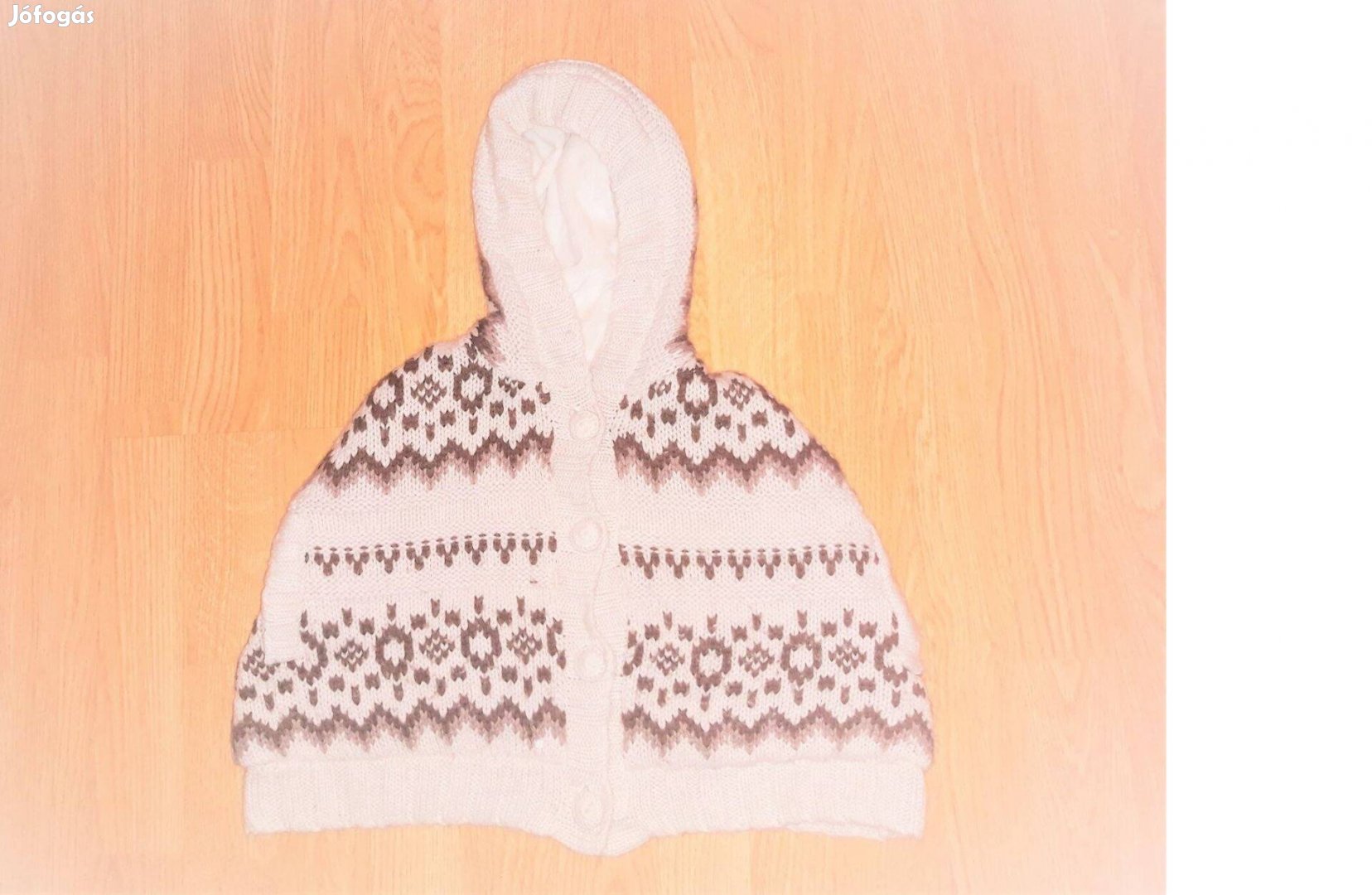 74/80 Next újszerű cuki bélelt kötött kapucnis pelerin pulóver kabát