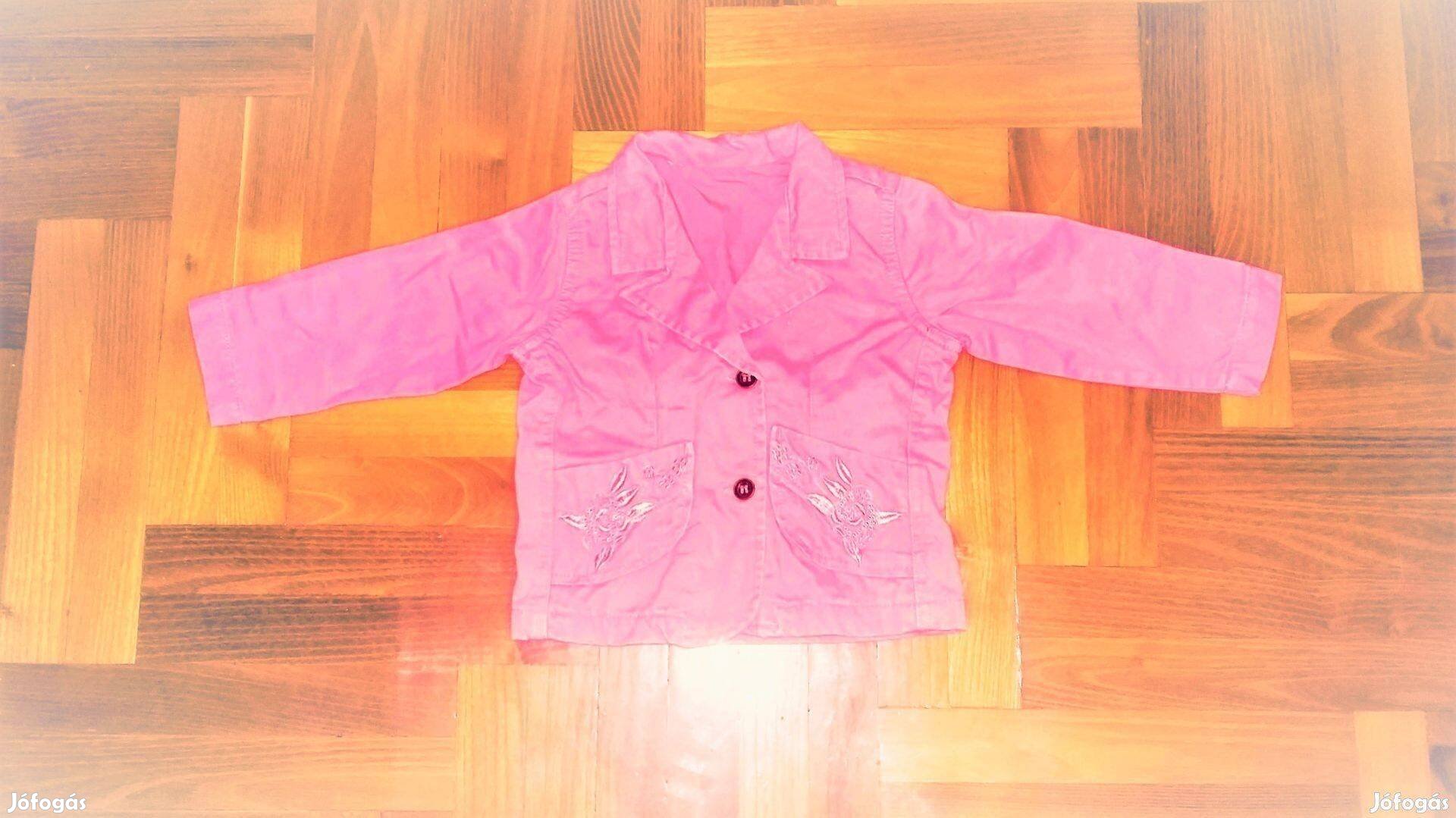 74/80 Újszerű AGE cuki hímzett rózsaszín kabát dzseki kabi