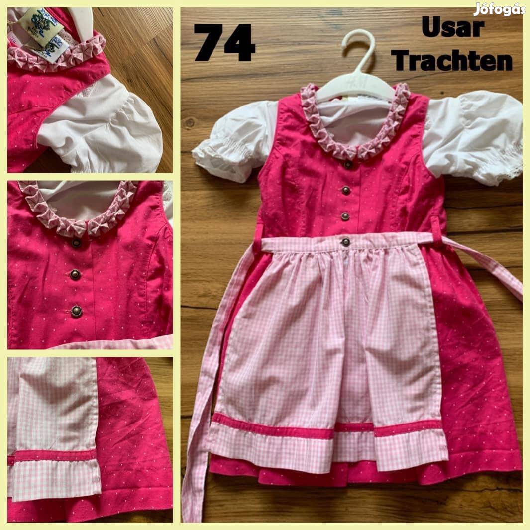 74-es pink-rózsaszín Kislány Dirndl ruha blúzzal