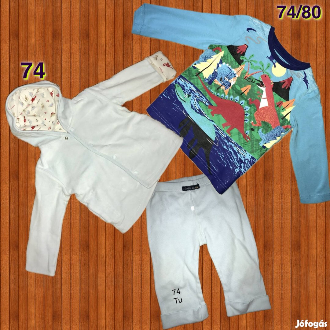 74-es tavaszi ruhacsomag: dínós kardigán, nadrág, felső