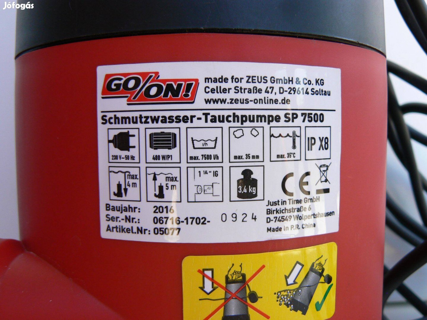 7500liter/óra teljesítménnyel merülő, búvár szennyvízszivattyú jó áron