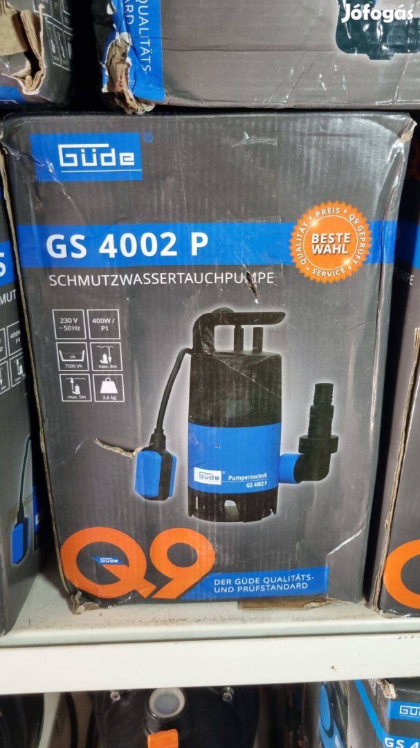 7500liter/óra vízhozamú búvárszivattyú, 400W-os szennyvíz szivattyú