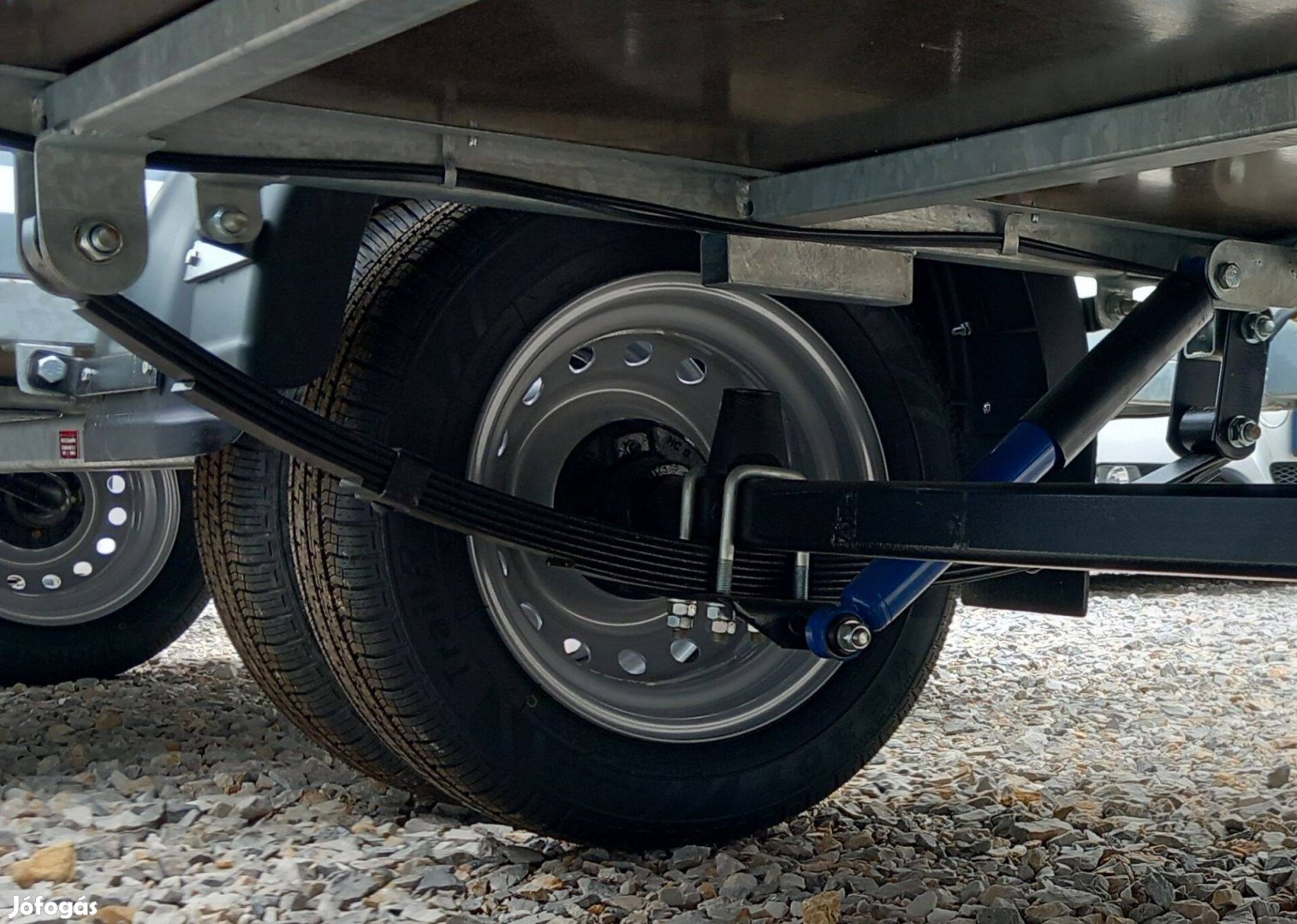 7,5q Horganyzott,Erős 130x220x32 cm-es, Új utánfutó laprugó + lengéscs