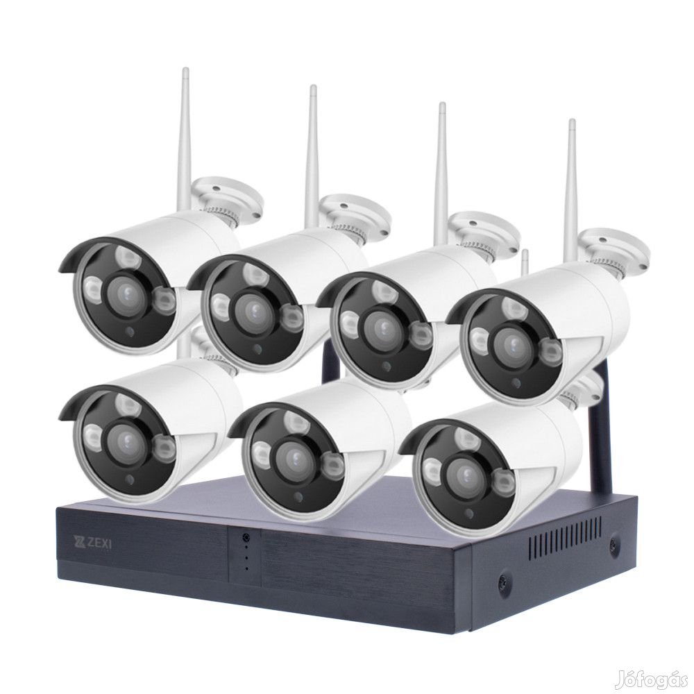 7 KAMERÁS VEZETÉK NÉLKÜLI, IP KAMERA RENDSZER 3MP, AI, H.265X,