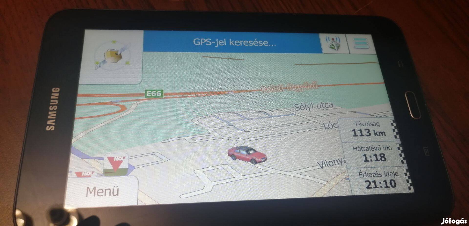 7" autós GPS navigáció Samsung tableten, friss térképekkel