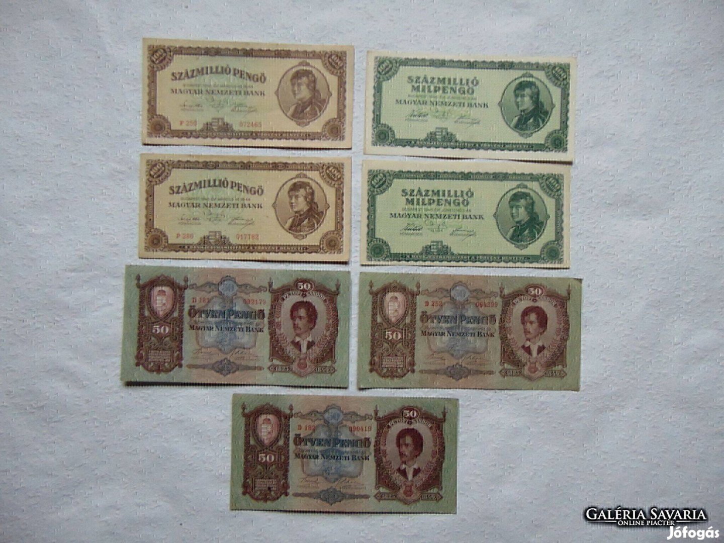 7 darab szép ropogós pengő bankjegy