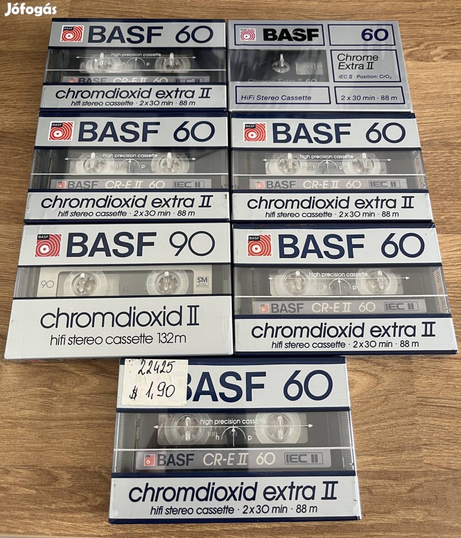 7 db BASF Chromdioxid II kazetta bontatlan csomagolásban