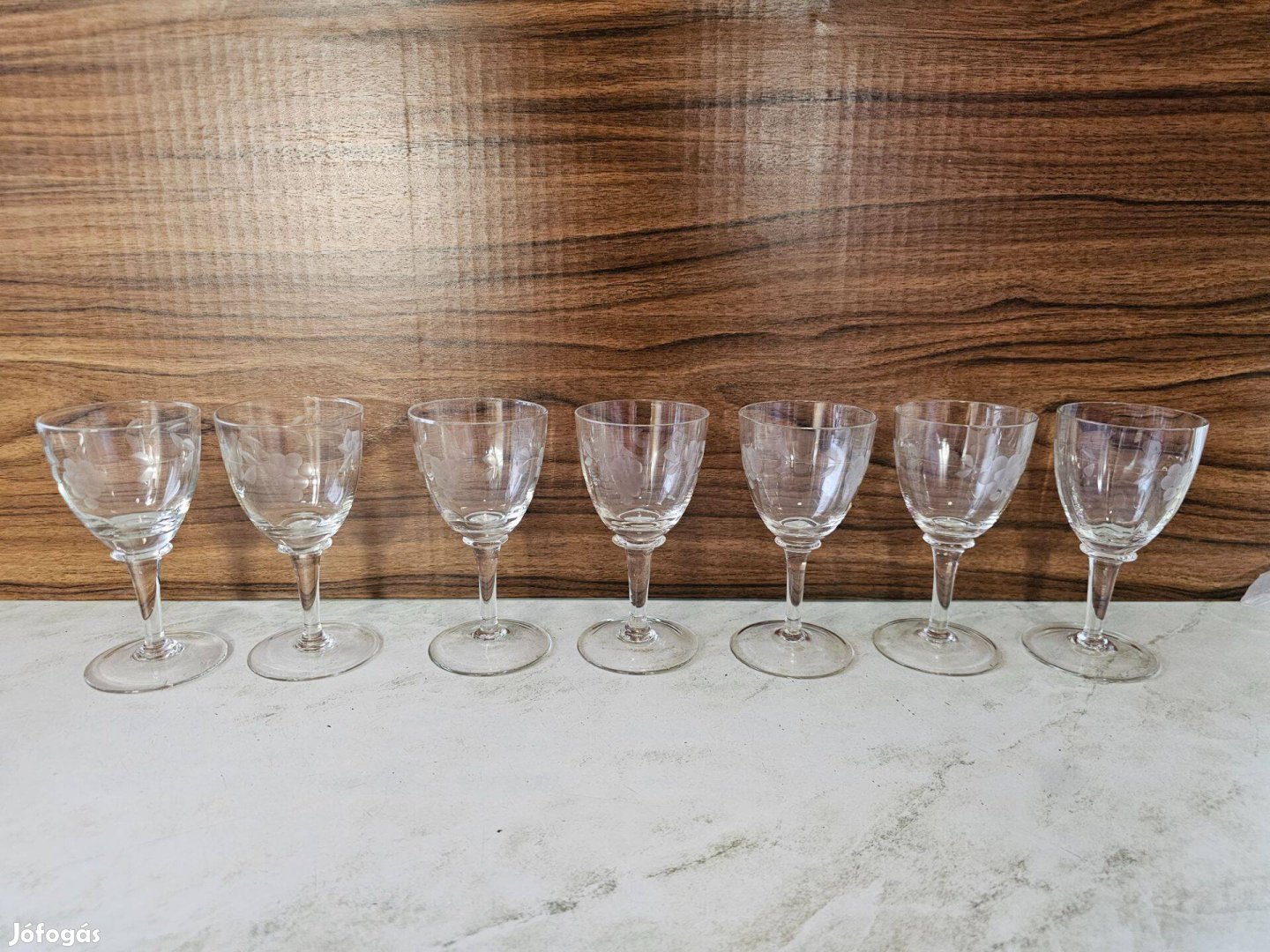 7 db 61 Retro Csiszolt Kristály Pohár - 1970-es évek -