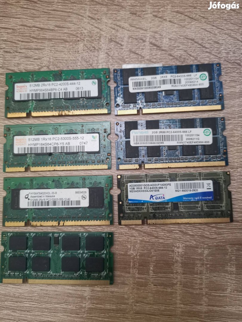 7db laptop DDR2 RAM, 2GB, 1GB stb !!