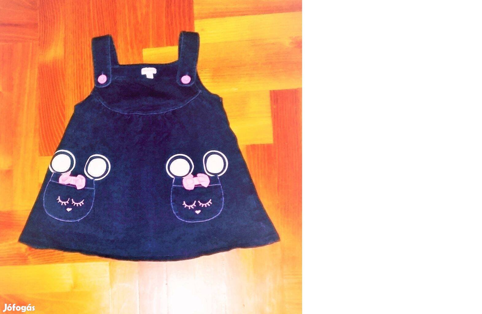 80/86 Bluezoo csajos Kitty cicás 3D sötétkék ruha kötényruha ruha ruci