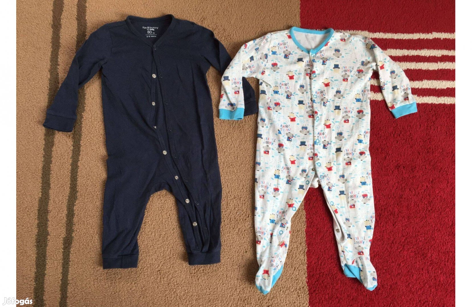 80-s fiú baba pizsama, pamut rugdalózó