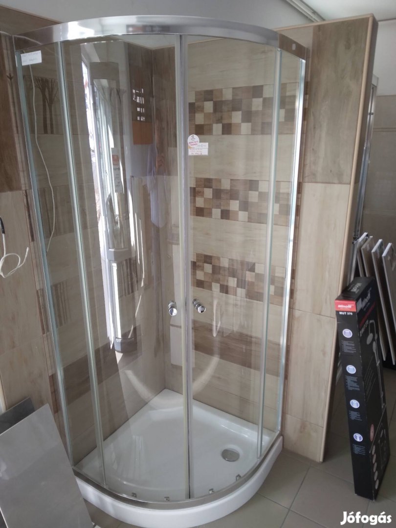80x80 cm íves zuhanykabin zuhanytálcával
