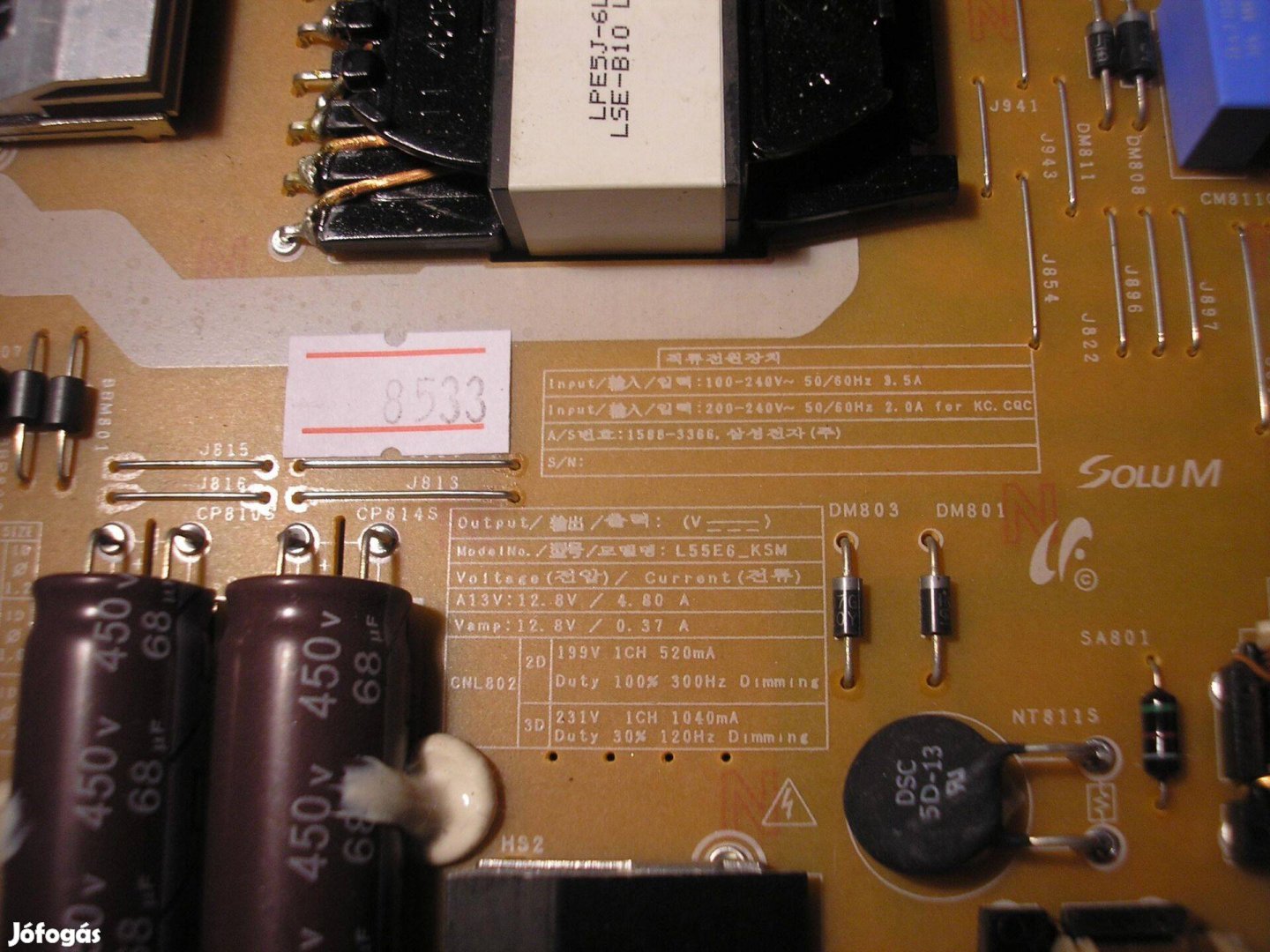 8533 Samsung UE55KU6400 BN44-00876C tápegység L55E6_Ksm Pslf171S08A