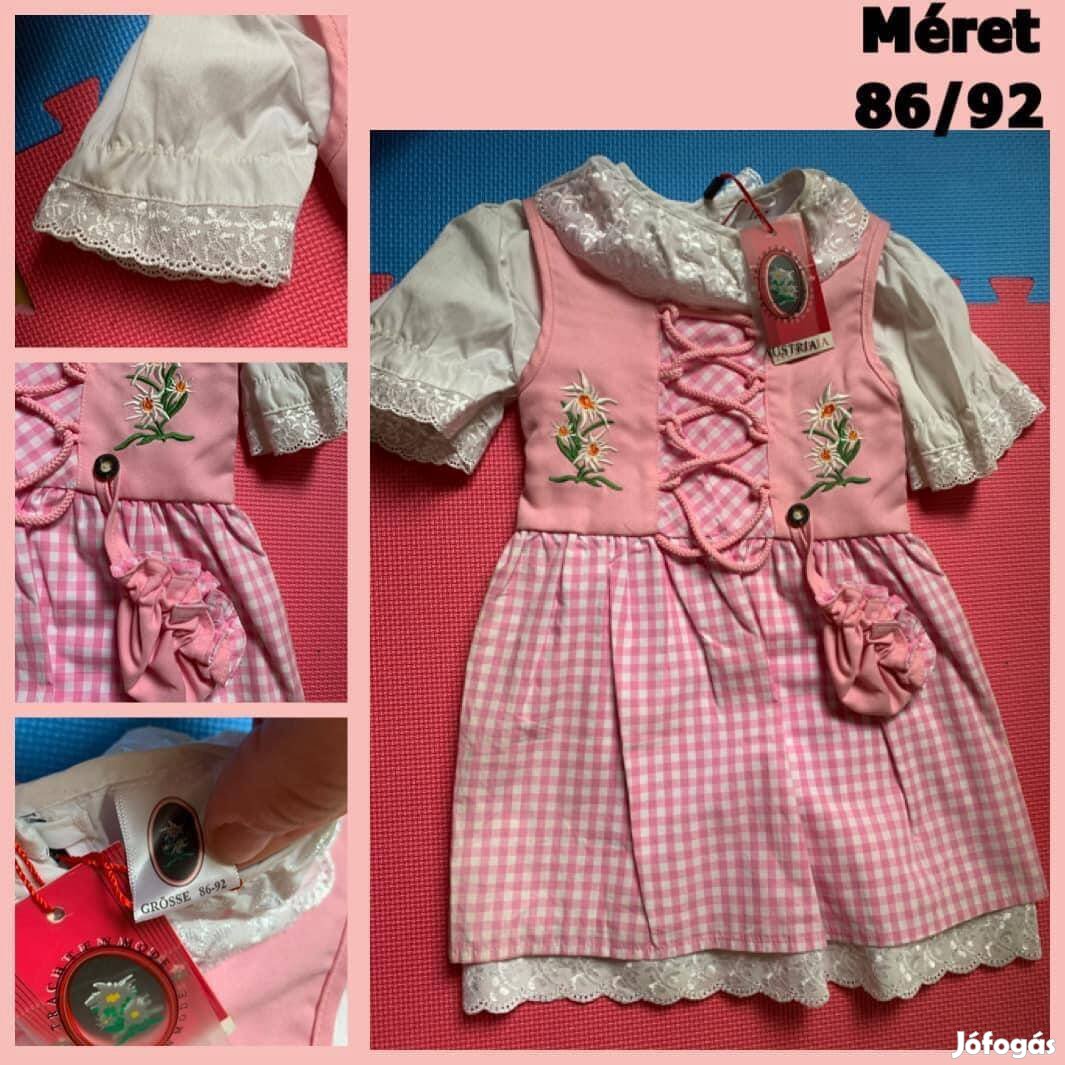 86/92-es rózsaszín Kislány Dirndl ruha blúzzal /új/