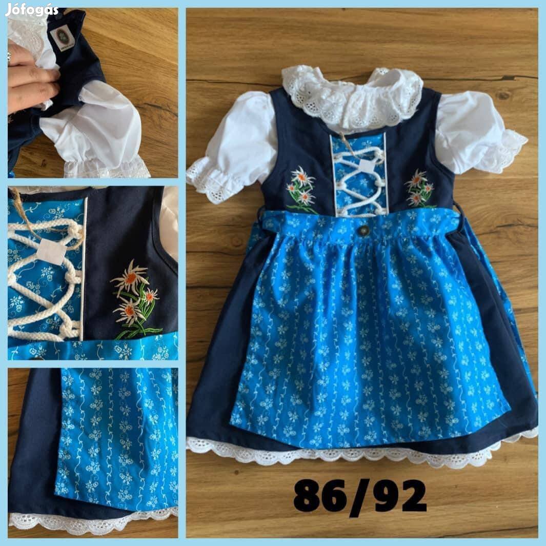 86/92-es sötétkék Kislány Dirndl ruha blúzzal