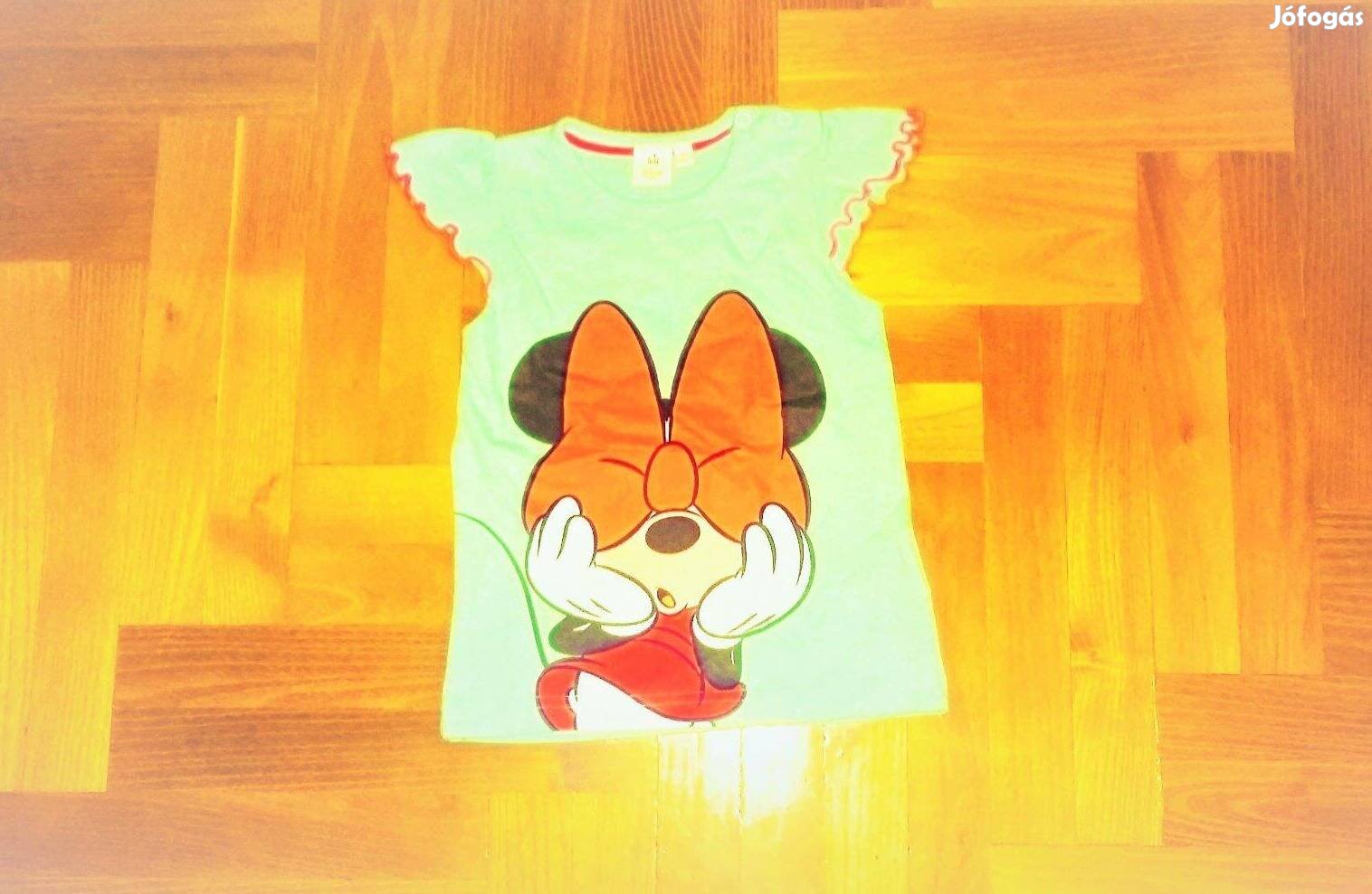 86-os Újszerű cuki Minnie egeres, világoszöld pamut póló, felső