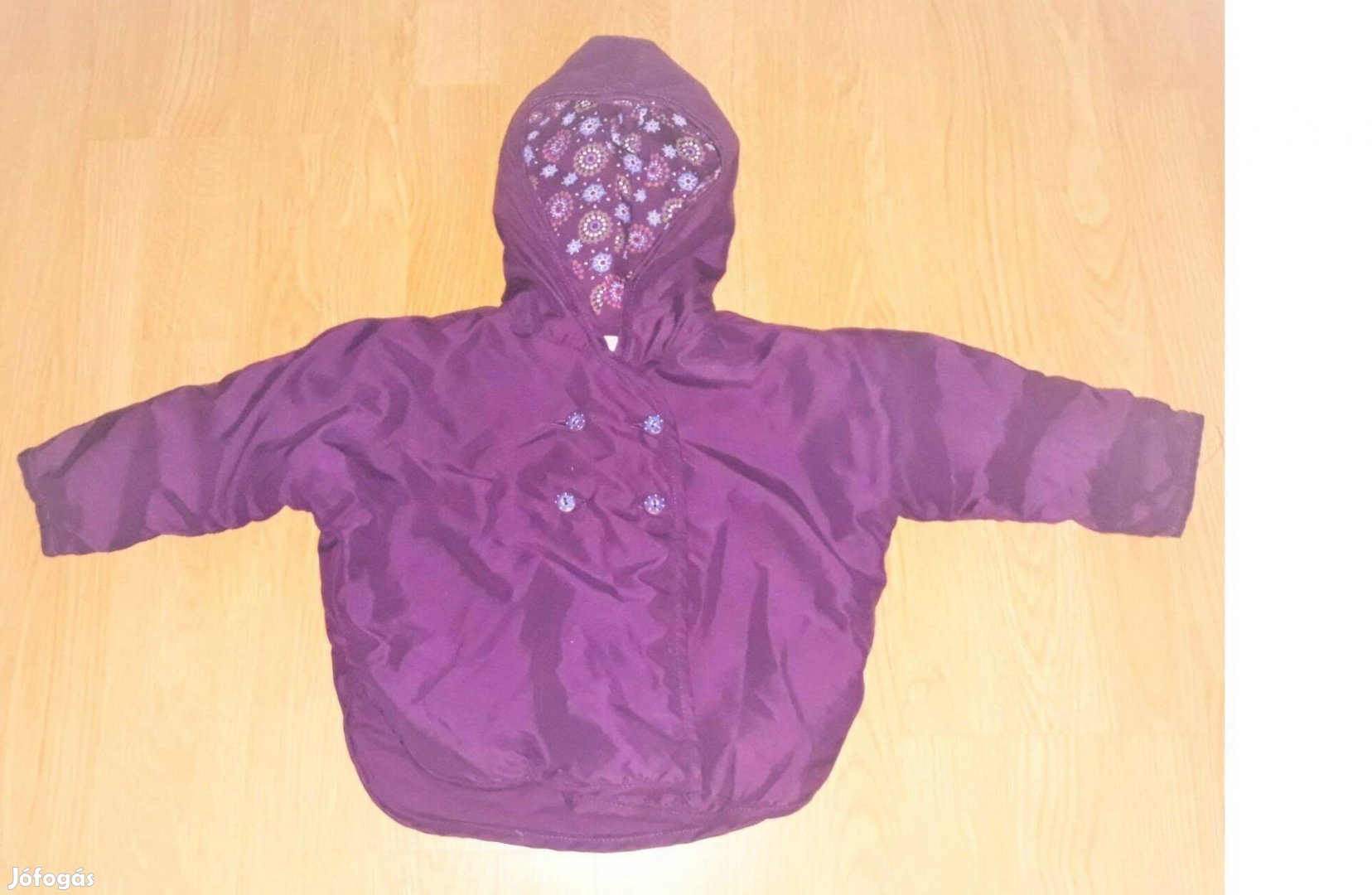 86 újszerű cuki lila kapucnis gyerek bélelt átmeneti kabát kabi