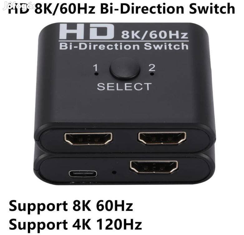 8K 60Hz HDMI kétirányú kapcsolóelosztó 1x2/2x1 kétirányú HDMI 4K 120Hz
