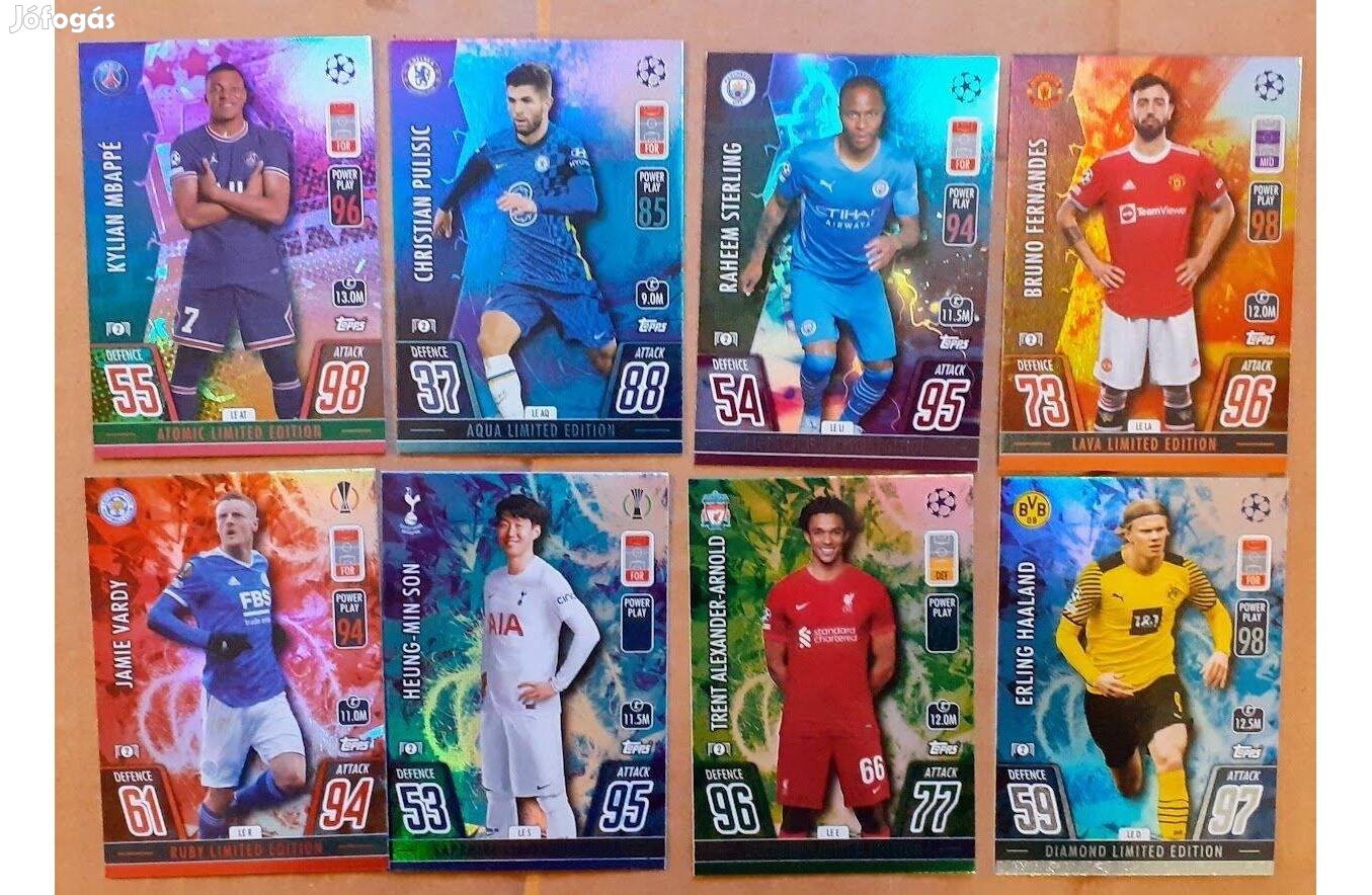 8 Exclusive Tins Limited focis kártya teljes sor Match Attax 2022