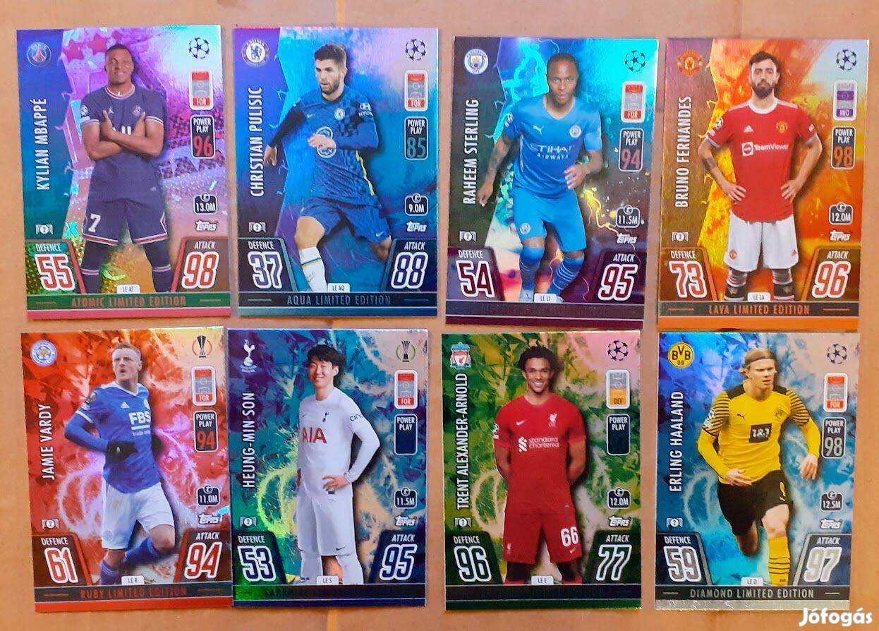 8 Exclusive Tins Limited focis kártya teljes sor Match Attax 2022