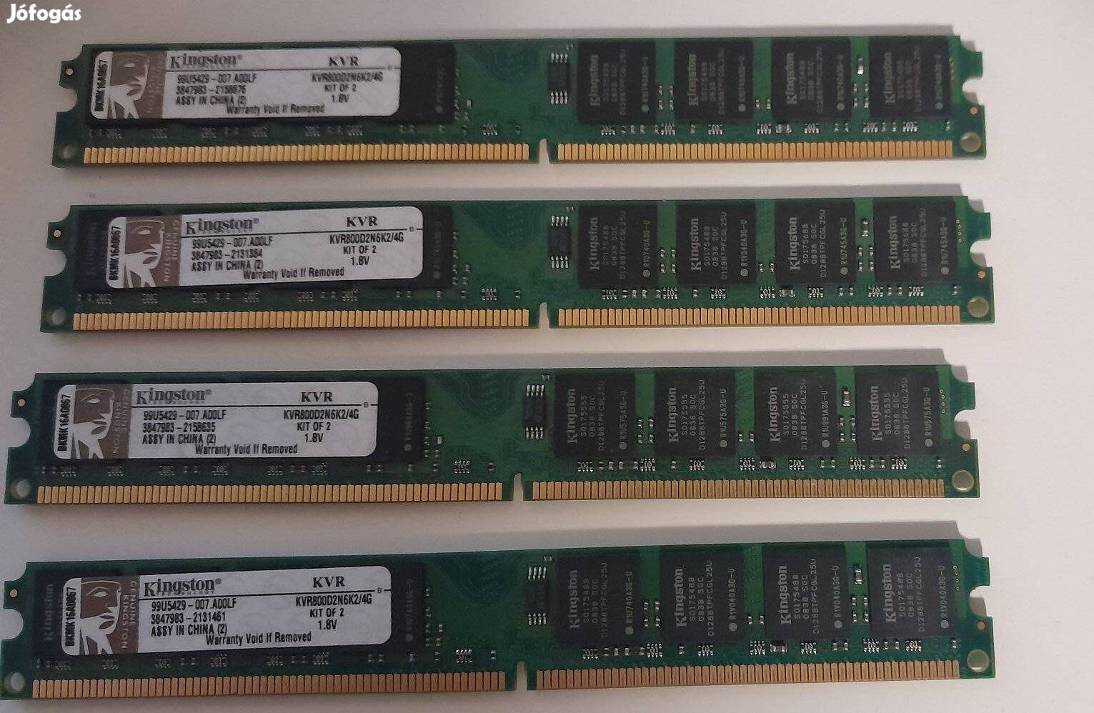 8 GB (2x4 GB KIT) Kingston 800 Mhz memória