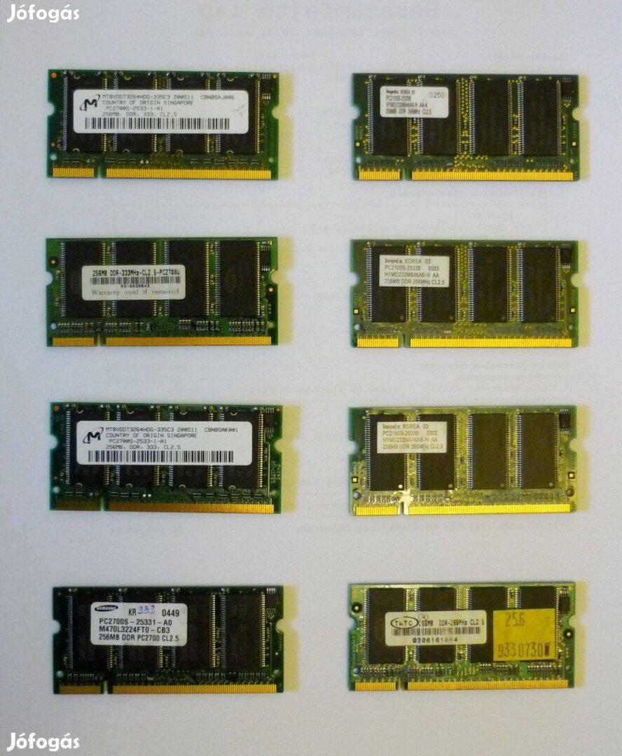 8 db 256 MB-os DDR (DDR1-es) laptop memória