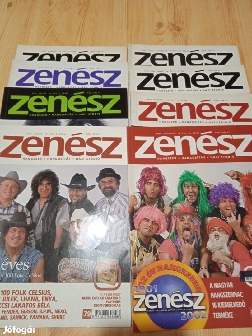 8 db Régi Zenész Újság /egyben/ 2001-es