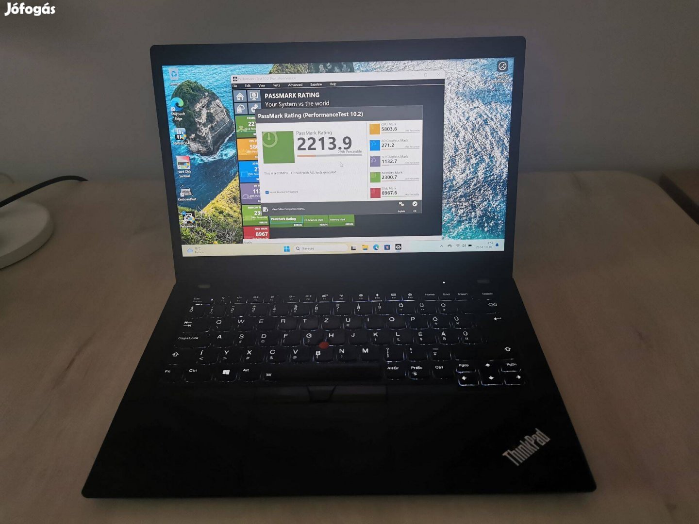 900-939 Eladó Lenovo T490 laptop FHD Touch kijelző 256SSD 16GB RAM