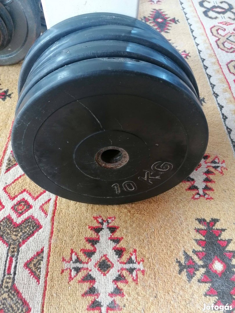 90 kg gumírozott súlyzó tárcsa, 31mm Súly