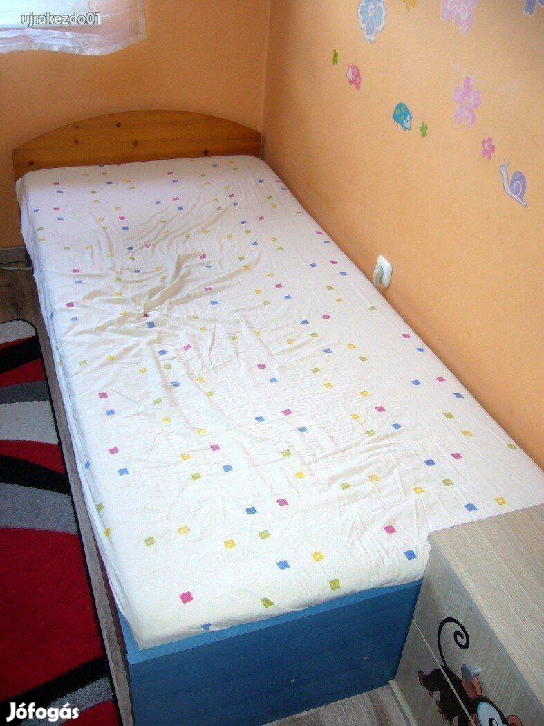 90 x 200 fa gyerekágy, ifjúsági ágy, egyszemélyes ágy ágyráccsal+ matr