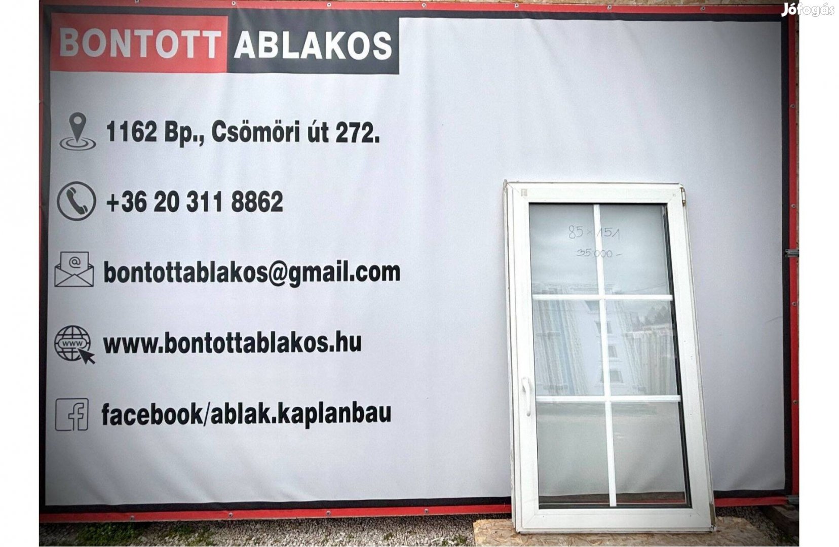 90x150 cm közeli!!! bontott műanyag egyszárnyas bukó-nyíló ablak