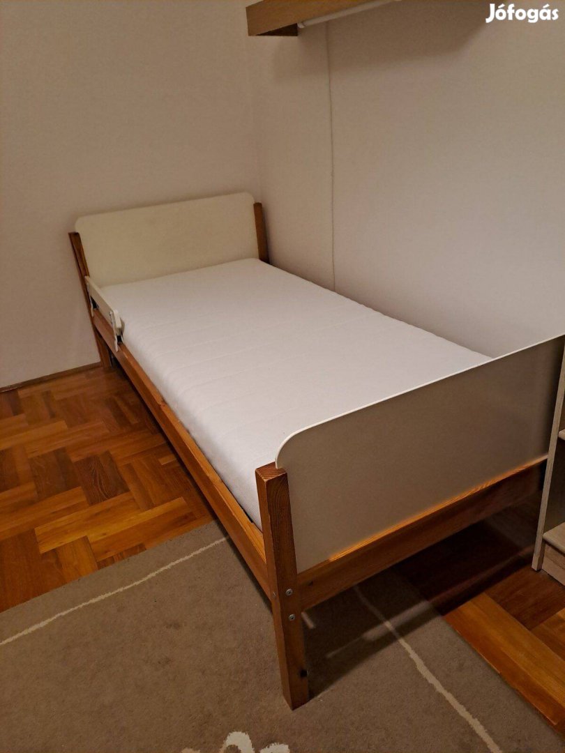 90x200 ágy, IKEA matraccal, leesésgátlóval