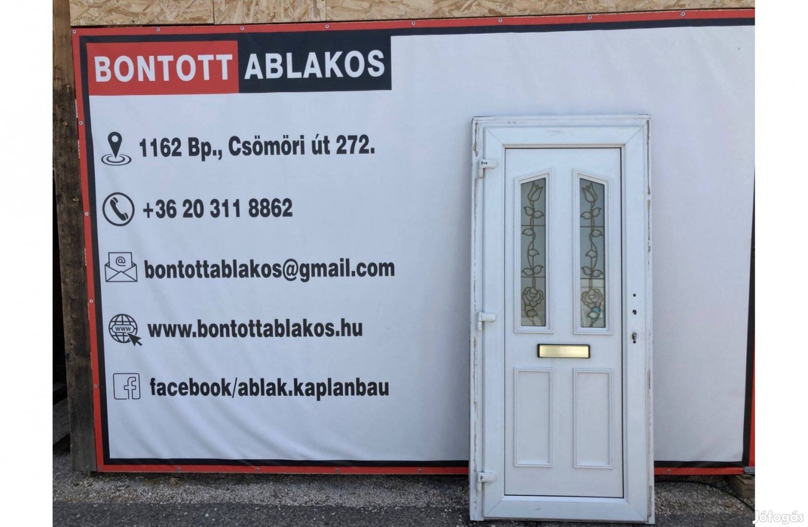 90x210 cm közeli bontott műanyag hőszigetelt bejárati ajtó