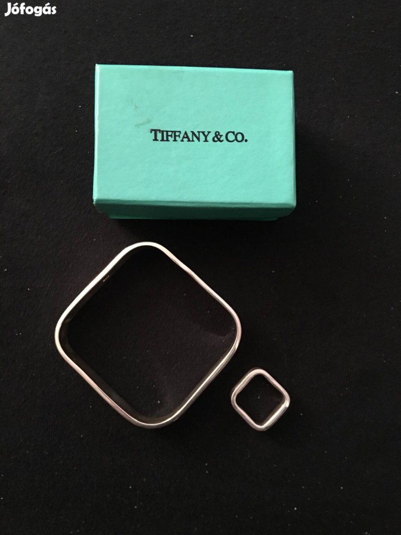 925/ ös jelzésü Tiffany stilusú szögletes karkötő / gyürű szett új