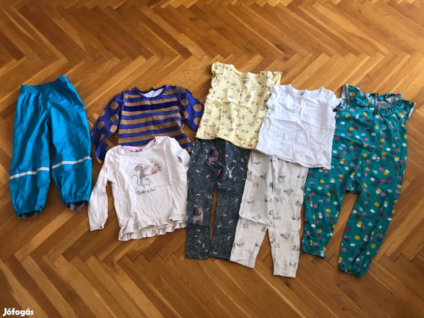 92-98-as kislány póló, hosszú ujjú, esőnadrág, leggings és overál 2600