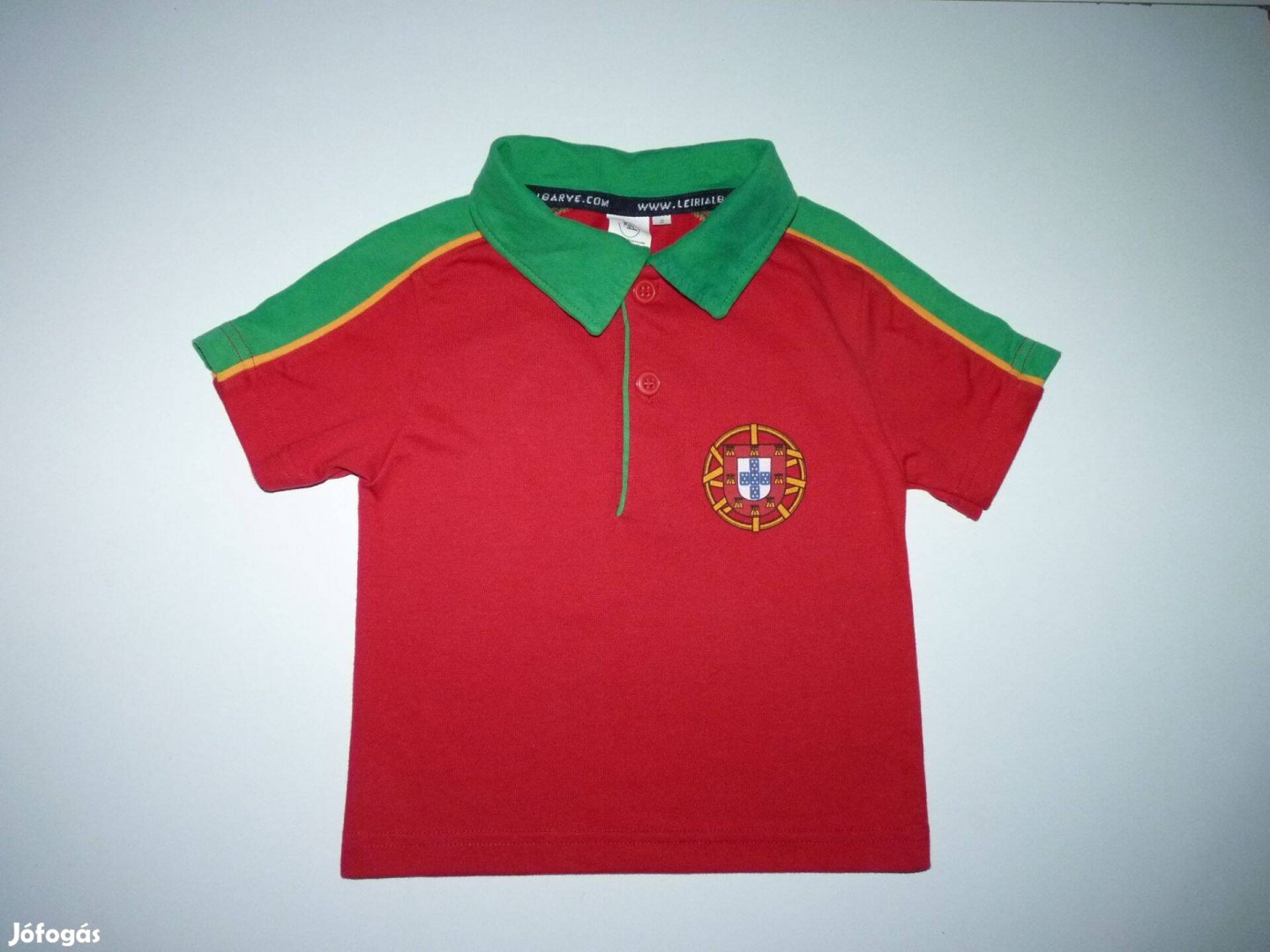 92-es Portugál focis pamut póló 92 fiú rövid ujjú felső pólóing
